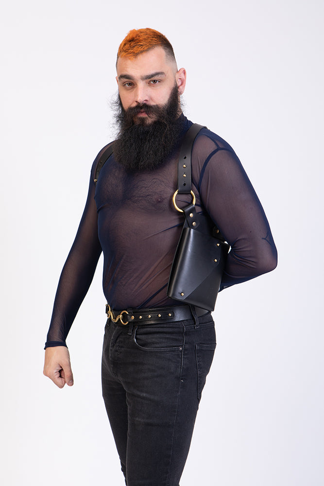 Daddy Dex  | Leather Horsebit Harness with pouch