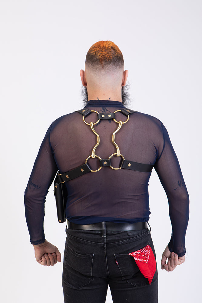 
                  
                    Load image into Gallery viewer, Daddy Dex  | Leather Horsebit Harness with pouch
                  
                