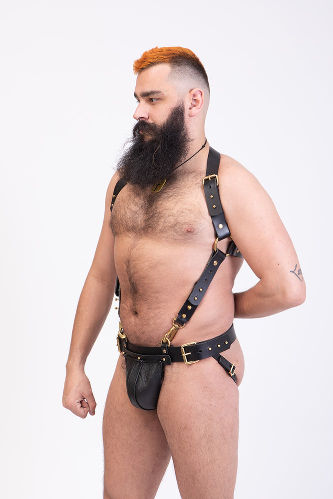 Body Harness and Gent Jock Bundle  | Leather