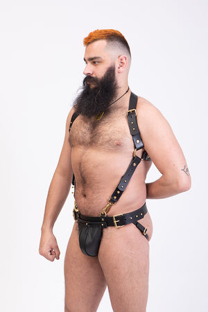 
                  
                    Load image into Gallery viewer, Body Harness and Gent Jock Bundle  | Leather
                  
                