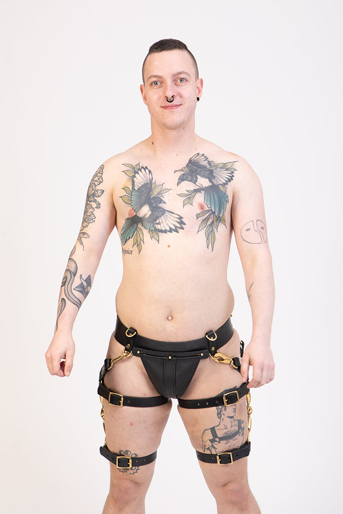 
                  
                    Load image into Gallery viewer, Thong and Leg Harness Bundle  | Leather
                  
                